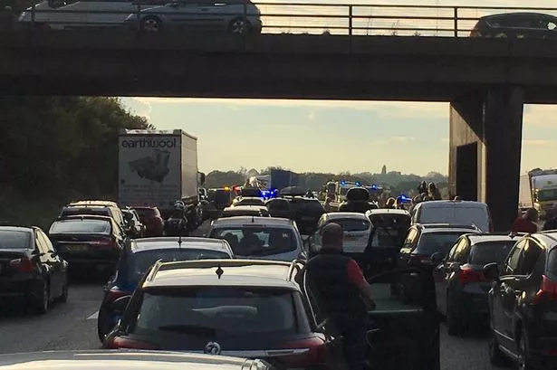 Major delays as part of the M56 is closed following multi-vehicle crash